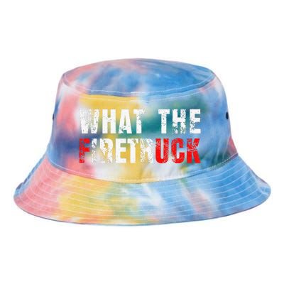 What The Firetruck Fireman Funny Firefighter Tie Dye Newport Bucket Hat