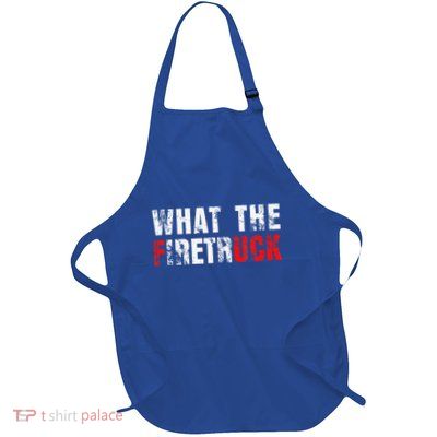 What The Firetruck Fireman Funny Firefighter Full-Length Apron With Pockets