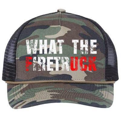 What The Firetruck Fireman Funny Firefighter Retro Rope Trucker Hat Cap