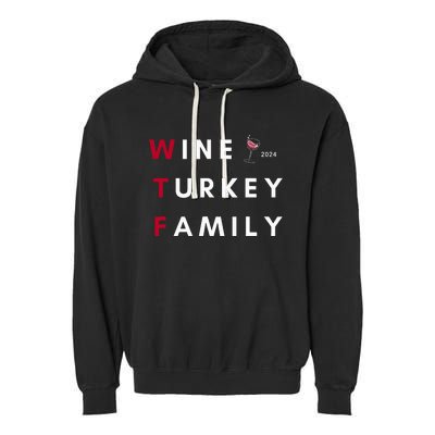 Wine Turkey Family Thanksgiving Garment-Dyed Fleece Hoodie