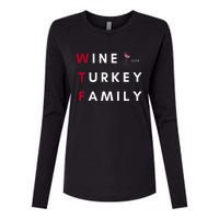 Wine Turkey Family Thanksgiving Womens Cotton Relaxed Long Sleeve T-Shirt