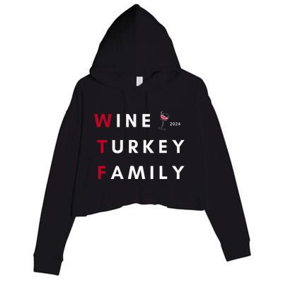 Wine Turkey Family Thanksgiving Crop Fleece Hoodie