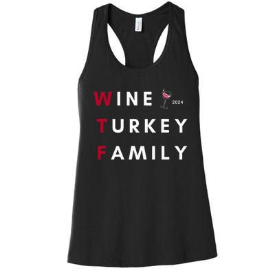 Wine Turkey Family Thanksgiving Women's Racerback Tank