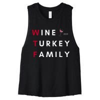 Wine Turkey Family Thanksgiving Women's Racerback Cropped Tank