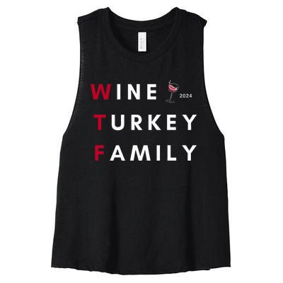 Wine Turkey Family Thanksgiving Women's Racerback Cropped Tank