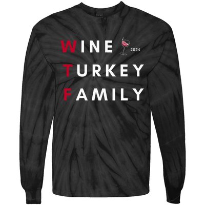 Wine Turkey Family Thanksgiving Tie-Dye Long Sleeve Shirt