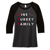 Wine Turkey Family Thanksgiving Women's Tri-Blend 3/4-Sleeve Raglan Shirt