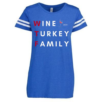 Wine Turkey Family Thanksgiving Enza Ladies Jersey Football T-Shirt