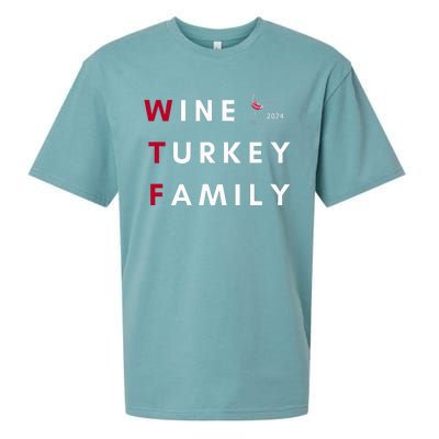 Wine Turkey Family Thanksgiving Sueded Cloud Jersey T-Shirt