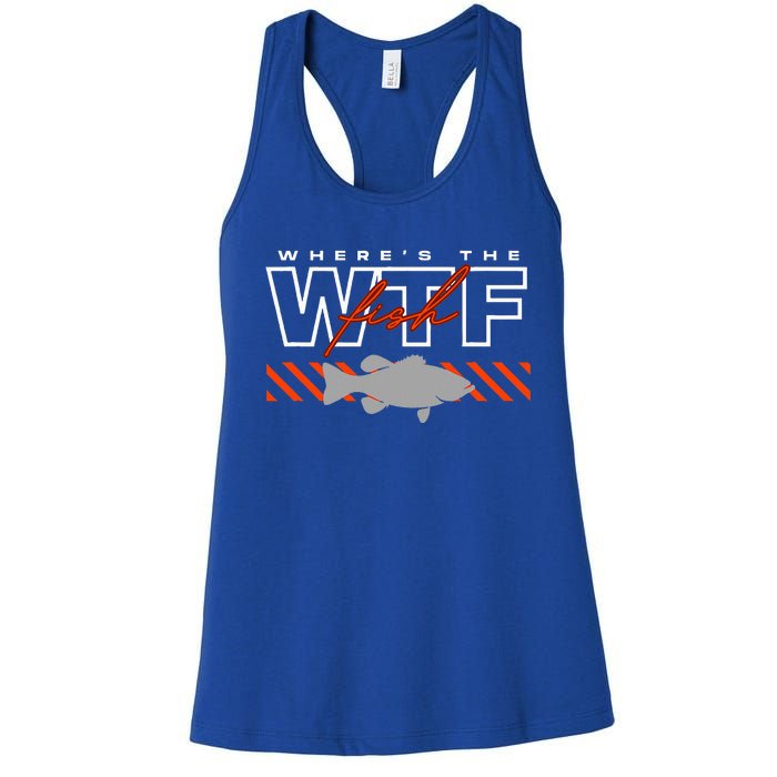 WhereS The Fish Wtf Funny Fishing Joke Women's Racerback Tank