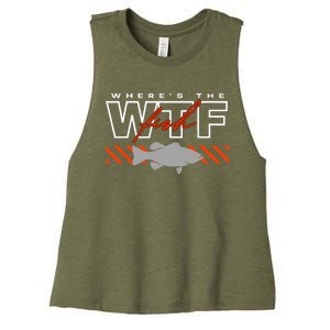 WhereS The Fish Wtf Funny Fishing Joke Women's Racerback Cropped Tank