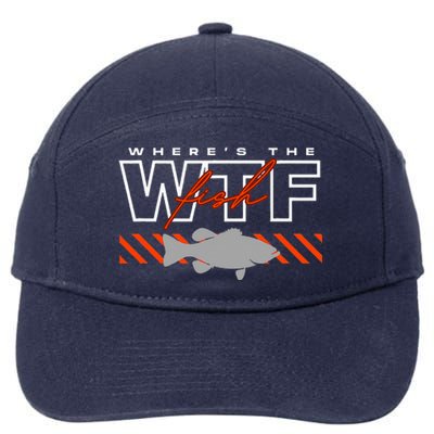 WhereS The Fish Wtf Funny Fishing Joke 7-Panel Snapback Hat