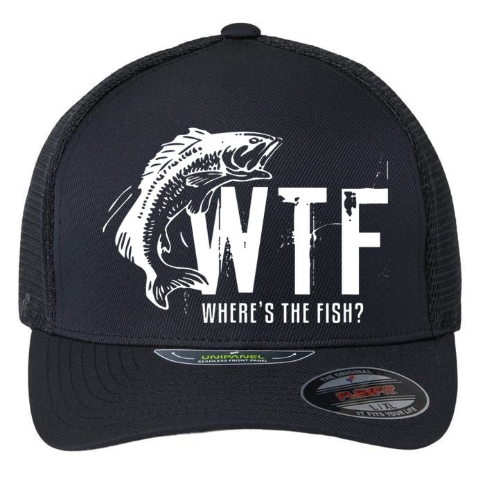Wheres The Fish Wtf Meaning Funny Fishing Flexfit Unipanel Trucker Cap
