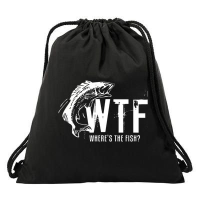 Wheres The Fish Wtf Meaning Funny Fishing Drawstring Bag