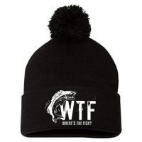 Wheres The Fish Wtf Meaning Funny Fishing Pom Pom 12in Knit Beanie