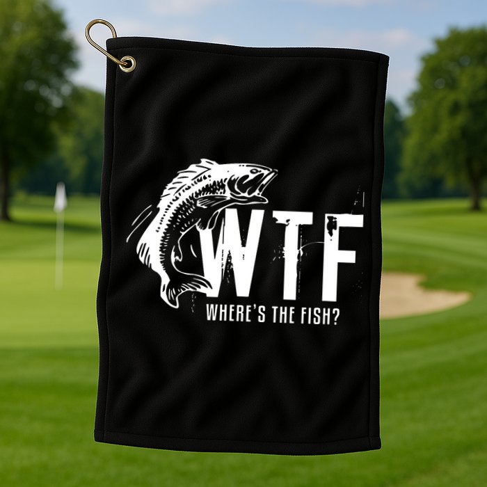 Wheres The Fish Wtf Meaning Funny Fishing Golf Towel