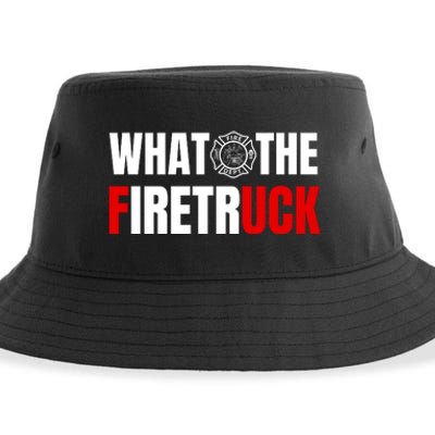 What The Firetruck Fireman Funny Firefighter Dad Sustainable Bucket Hat