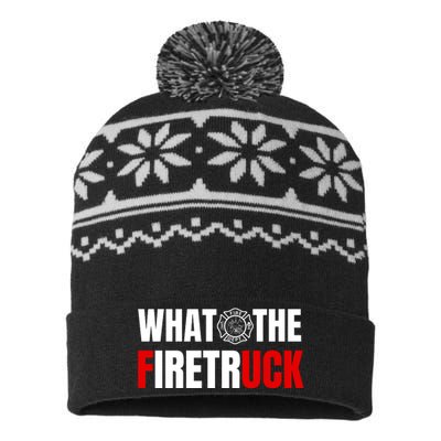 What The Firetruck Fireman Funny Firefighter Dad USA-Made Snowflake Beanie