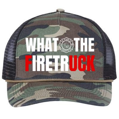 What The Firetruck Fireman Funny Firefighter Dad Retro Rope Trucker Hat Cap