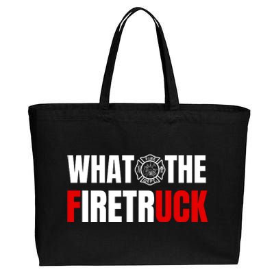 What The Firetruck Fireman Funny Firefighter Dad Cotton Canvas Jumbo Tote