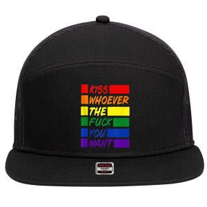 Whoever The Fuck You Want LGBTQ Rainbow Ally Pride Flag  7 Panel Mesh Trucker Snapback Hat