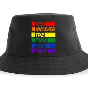 Whoever The Fuck You Want LGBTQ Rainbow Ally Pride Flag  Sustainable Bucket Hat