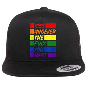 Whoever The Fuck You Want LGBTQ Rainbow Ally Pride Flag  Flat Bill Trucker Hat