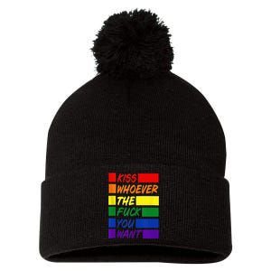 Whoever The Fuck You Want LGBTQ Rainbow Ally Pride Flag  Pom Pom 12in Knit Beanie