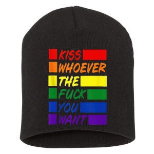 Whoever The Fuck You Want LGBTQ Rainbow Ally Pride Flag  Short Acrylic Beanie