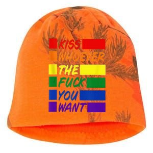 Whoever The Fuck You Want LGBTQ Rainbow Ally Pride Flag  Kati - Camo Knit Beanie