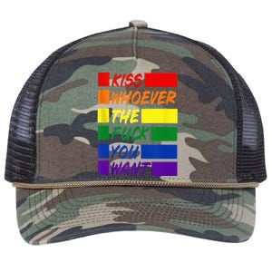 Whoever The Fuck You Want LGBTQ Rainbow Ally Pride Flag  Retro Rope Trucker Hat Cap