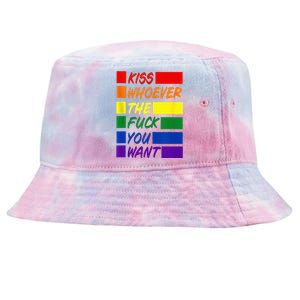 Whoever The Fuck You Want LGBTQ Rainbow Ally Pride Flag  Tie-Dyed Bucket Hat