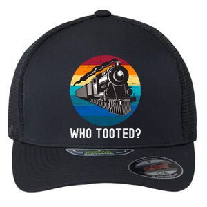 Who Tooted Funny Train Lovers Funny Locomotive & Railroad Flexfit Unipanel Trucker Cap