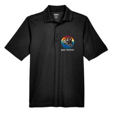 Who Tooted Funny Train Lovers Funny Locomotive & Railroad Men's Origin Performance Pique Polo