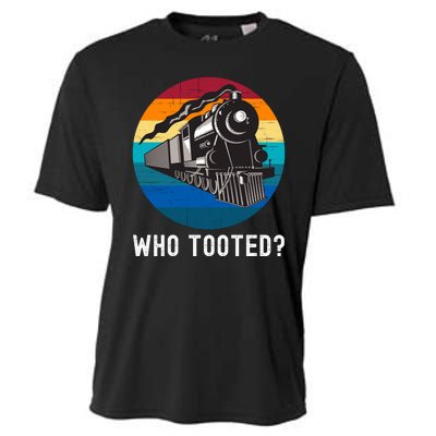 Who Tooted Funny Train Lovers Funny Locomotive & Railroad Cooling Performance Crew T-Shirt