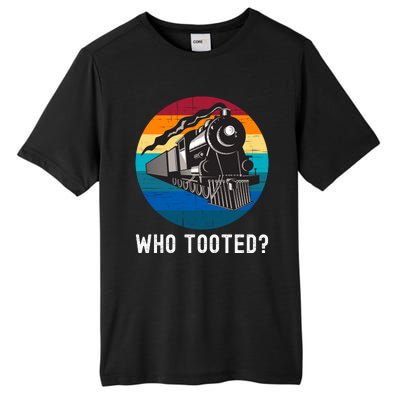 Who Tooted Funny Train Lovers Funny Locomotive & Railroad Tall Fusion ChromaSoft Performance T-Shirt