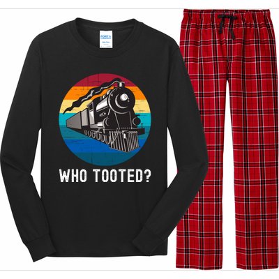 Who Tooted Funny Train Lovers Funny Locomotive & Railroad Long Sleeve Pajama Set