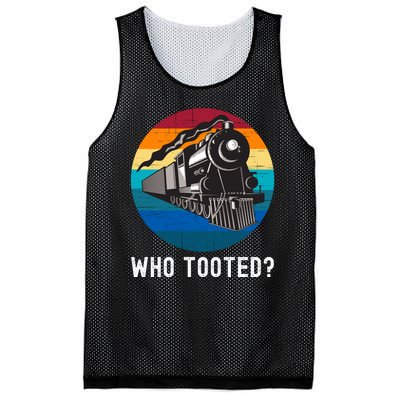 Who Tooted Funny Train Lovers Funny Locomotive & Railroad Mesh Reversible Basketball Jersey Tank