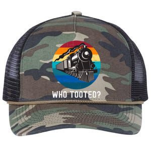 Who Tooted Funny Train Lovers Funny Locomotive & Railroad Retro Rope Trucker Hat Cap