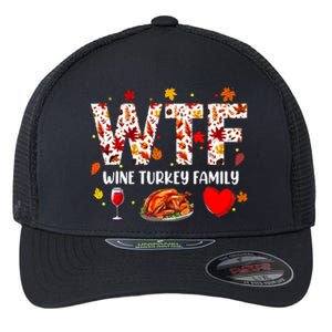 Wine Turkey Family Funny Thanksgiving Day Flexfit Unipanel Trucker Cap