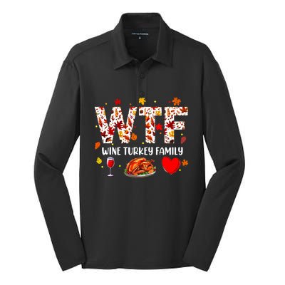 Wine Turkey Family Funny Thanksgiving Day Silk Touch Performance Long Sleeve Polo