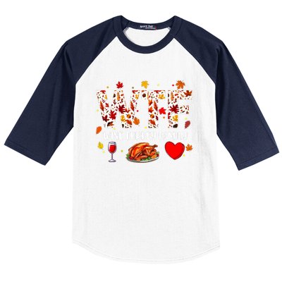 Wine Turkey Family Funny Thanksgiving Day Baseball Sleeve Shirt