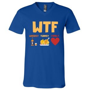 Whiskey Turkey Family Funny Wtf Thanksgiving Funny Gift V-Neck T-Shirt