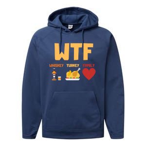 Whiskey Turkey Family Funny Wtf Thanksgiving Funny Gift Performance Fleece Hoodie