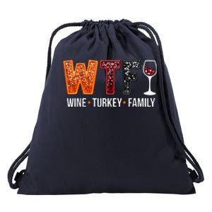 Wine Turkey Family Drawstring Bag