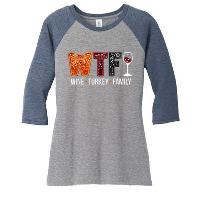 Wine Turkey Family Women's Tri-Blend 3/4-Sleeve Raglan Shirt