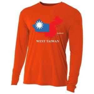 West Taiwan Funny China Map Define China Is West Taiwan Gift Cooling Performance Long Sleeve Crew