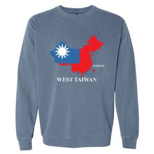 West Taiwan Funny China Map Define China Is West Taiwan Gift Garment-Dyed Sweatshirt