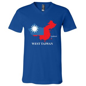 West Taiwan Funny China Map Define China Is West Taiwan Gift V-Neck T-Shirt