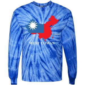 West Taiwan Funny China Map Define China Is West Taiwan Gift Tie-Dye Long Sleeve Shirt